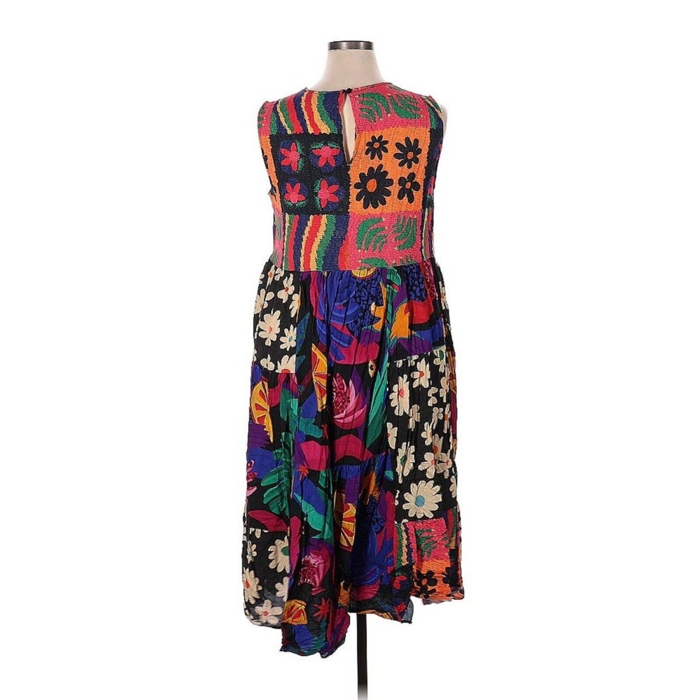Anthropologie Farm Rio Sleeveless Patchwork Print Daises Midi Dress Size 1X - Picture 4 of 7